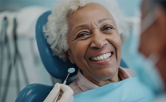 Smiling senior patient visiting the dentist