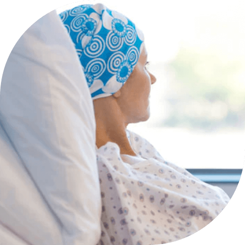 Patient in hospital undergoing cancer treatment
